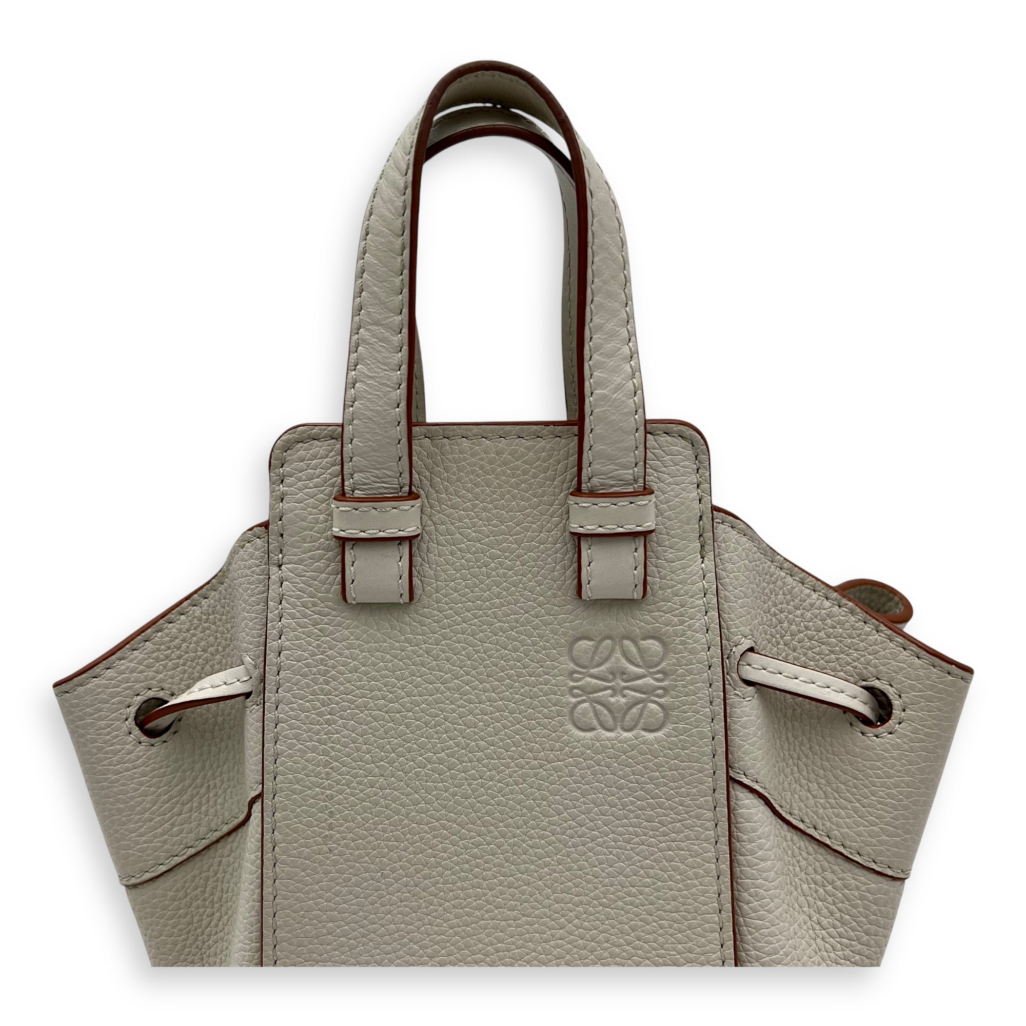 Hammock Crossbody Bag Mini White in Calfskin, Gold hardware - Image 10