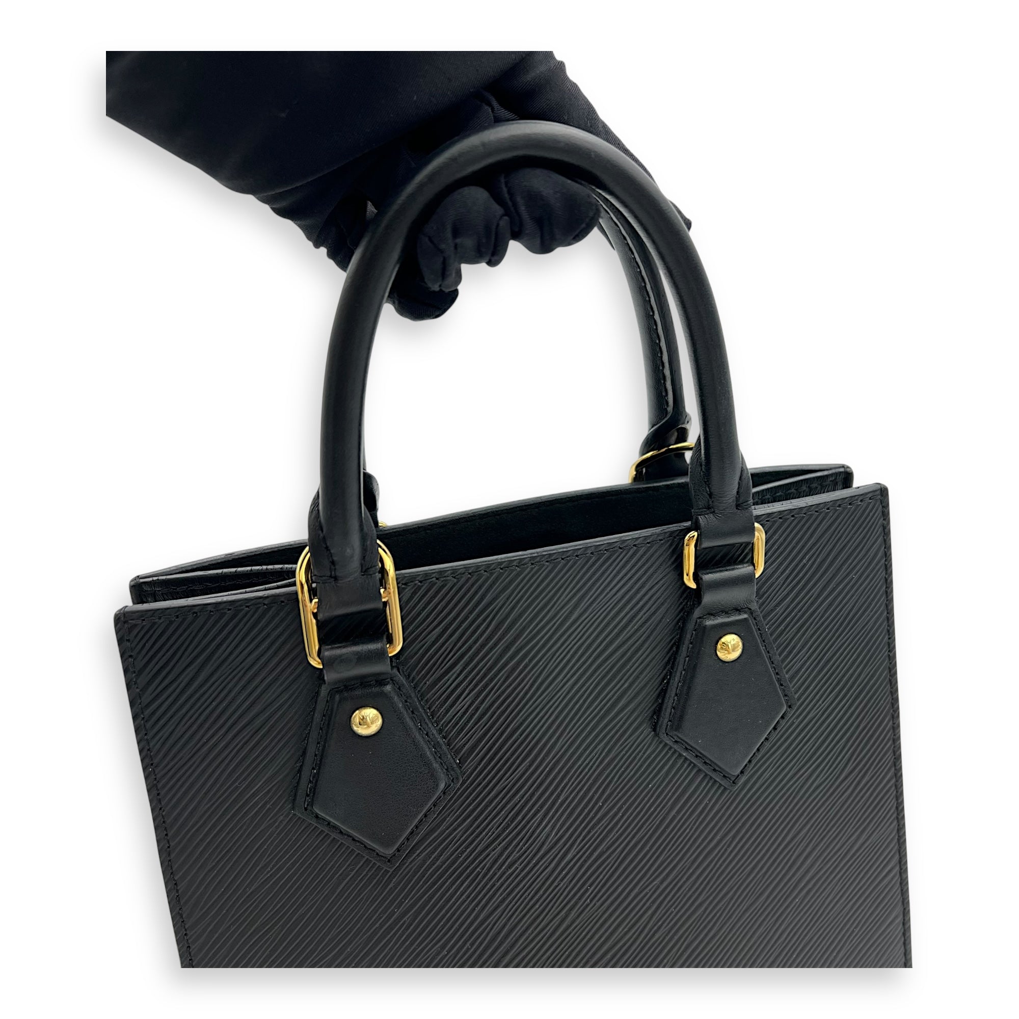 Sac Plat Top Handle Bag Black in Epi Leather, Gold hardware - Image 13