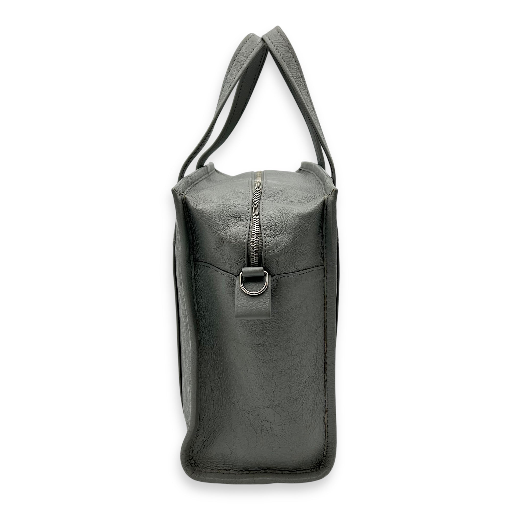 Bazaar Shopper Top Handle Bag Grey in Lambskin, Silver hardware - Image 4