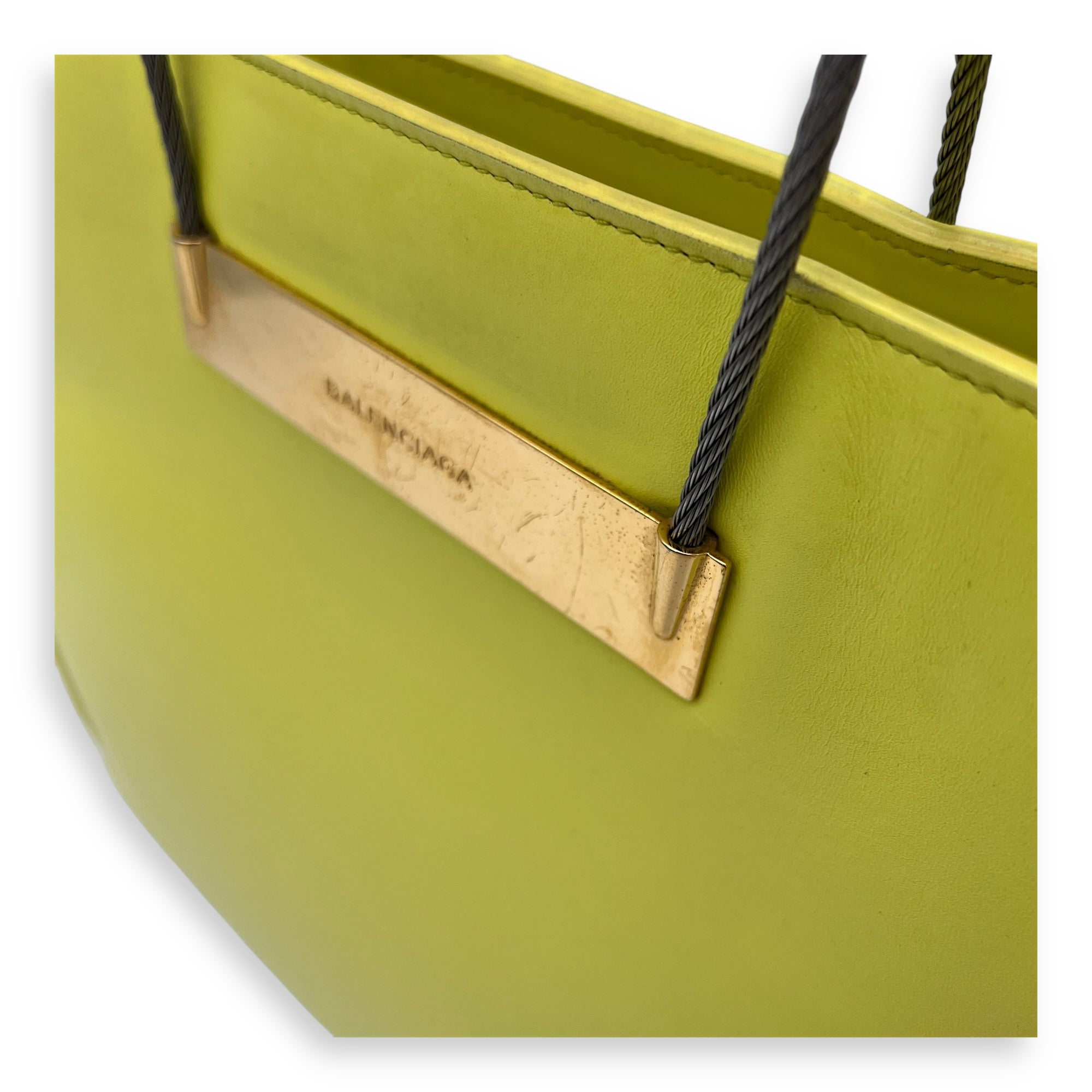 Cadle Top Handle Bag Medium Yellow in Calfskin, Gold hardware - Image 9