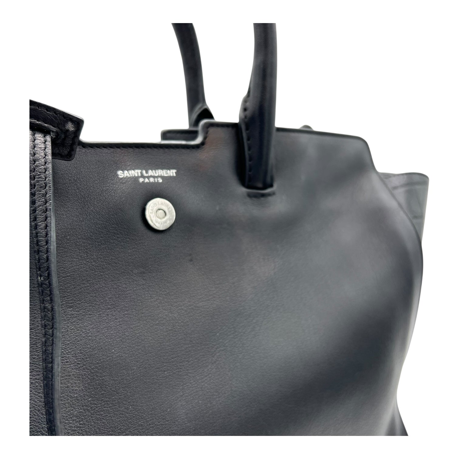 Cabas Top Handle Bag Black in Calfskin, Lacquered Metal hardware - Image 8