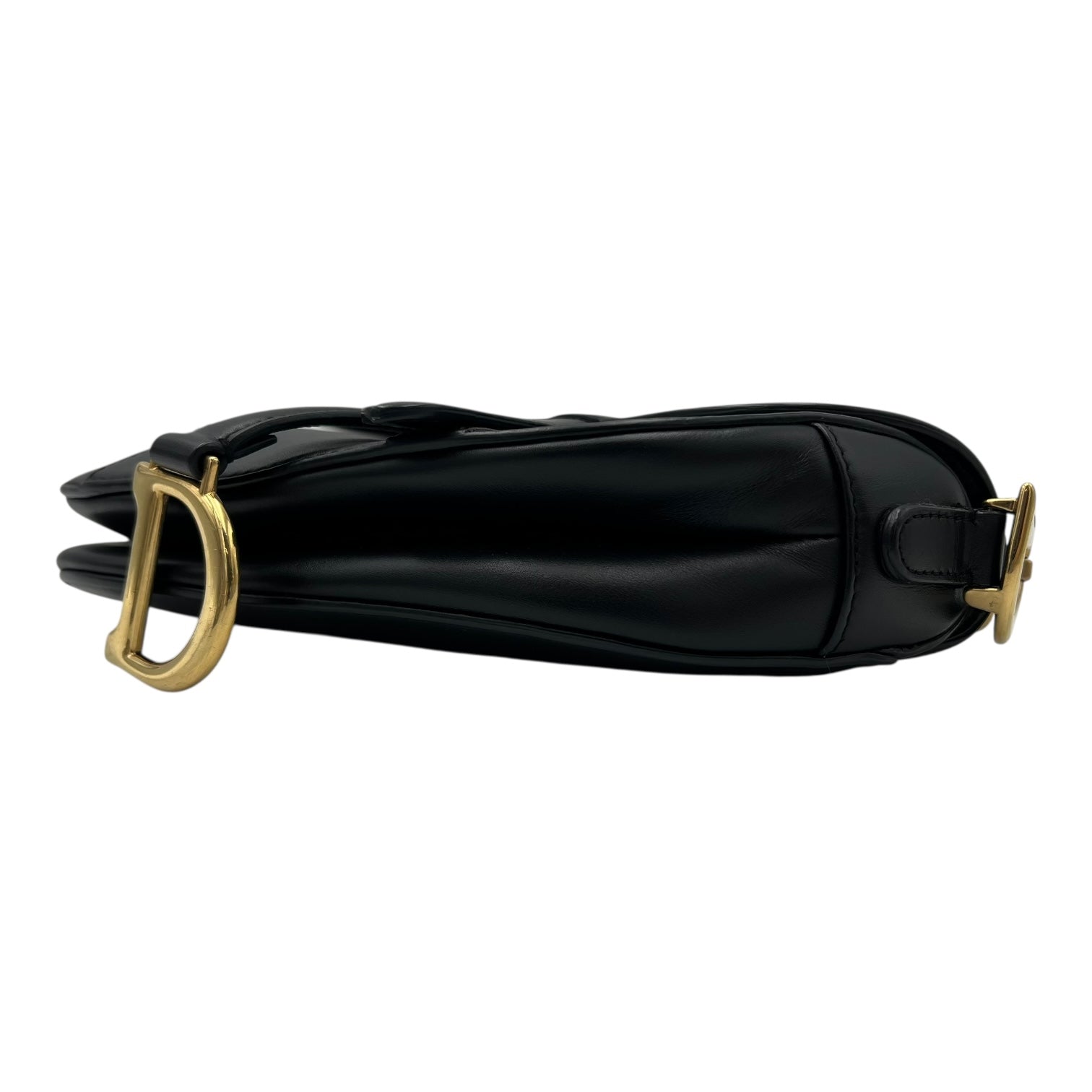 Saddle Shoulder Bag Mini Black in Calfskin, Gold hardware - Image 10