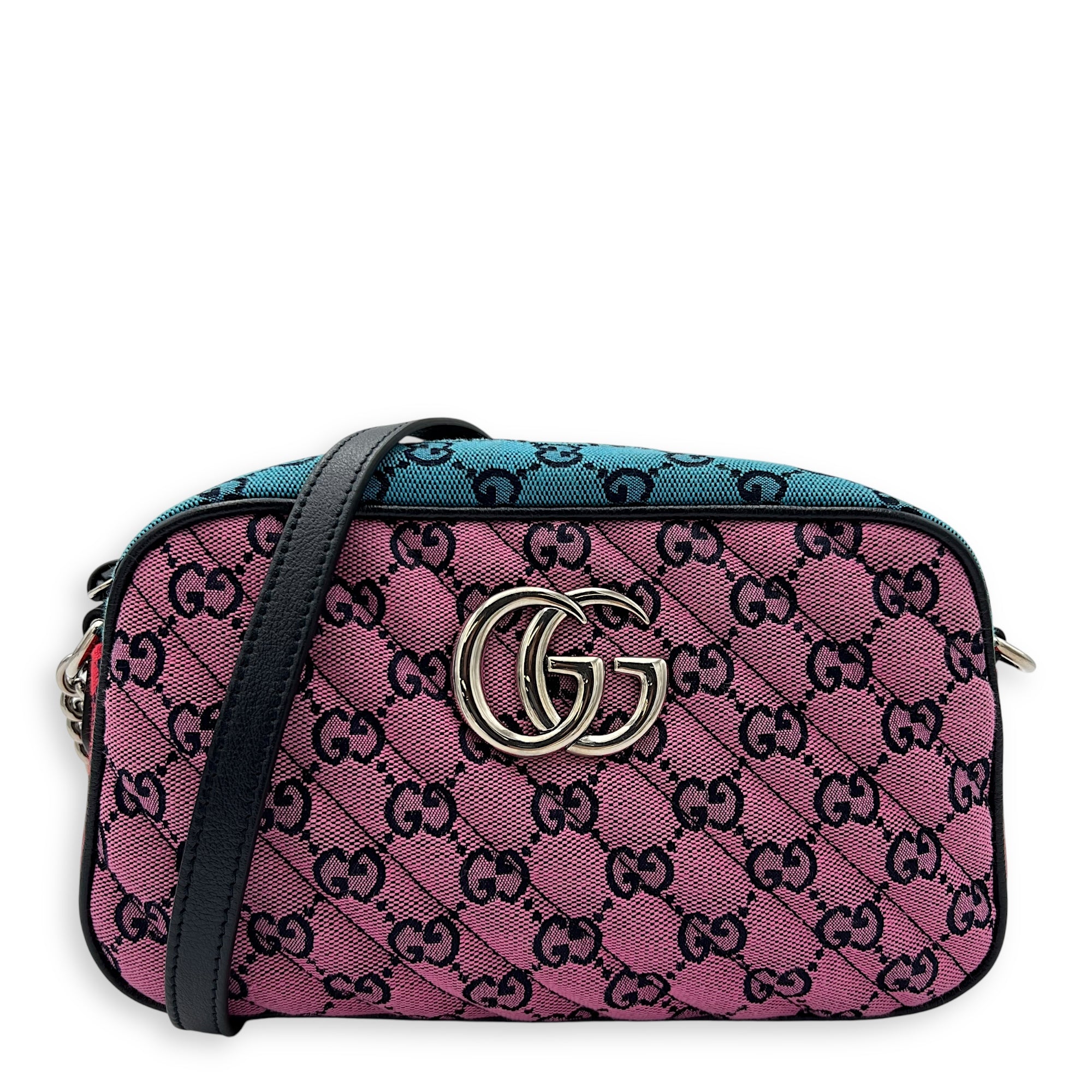 GG Marmont Multi-colour Crossbody Bag in Denim, Silver hardware