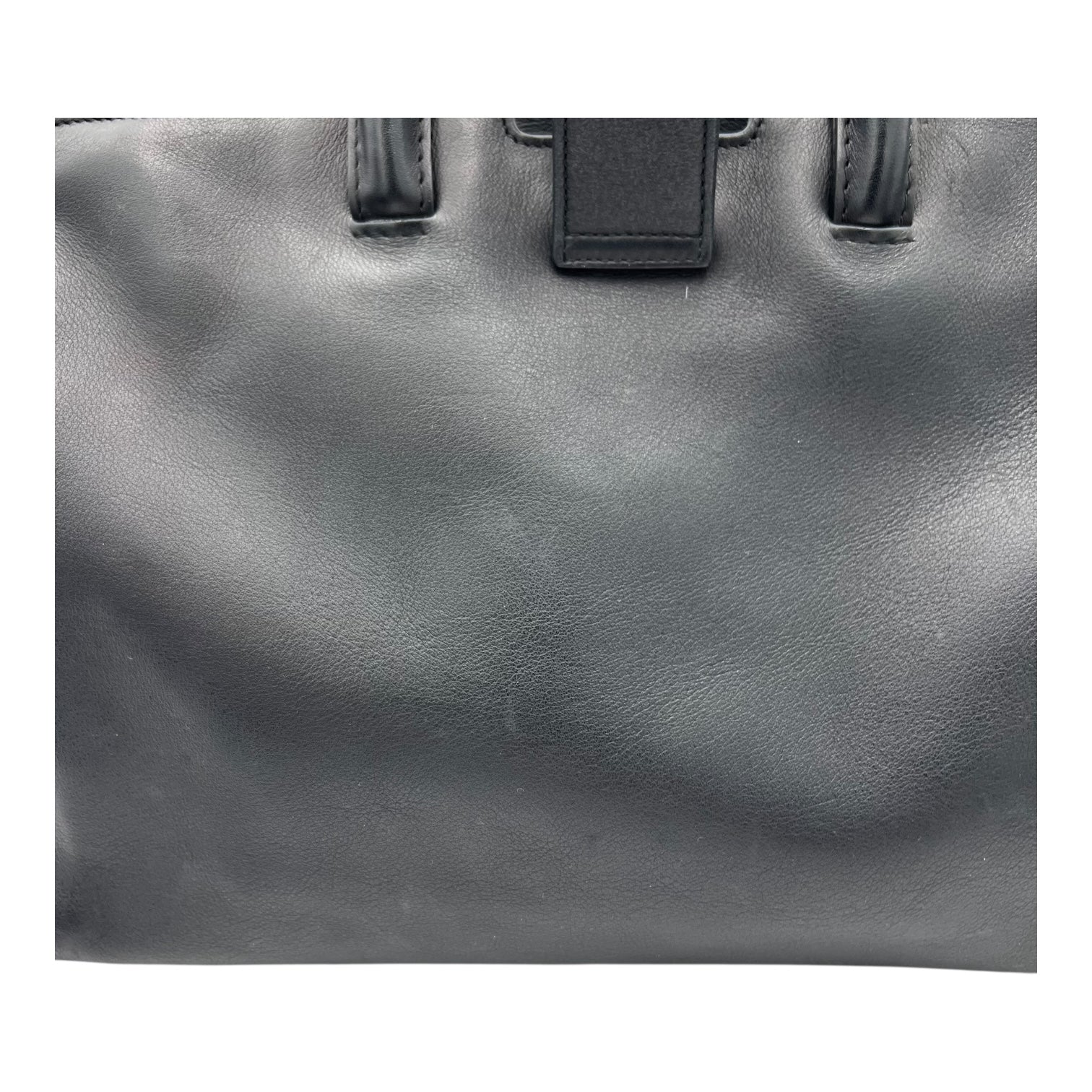 Cabas Top Handle Bag Black in Calfskin, Lacquered Metal hardware - Image 9