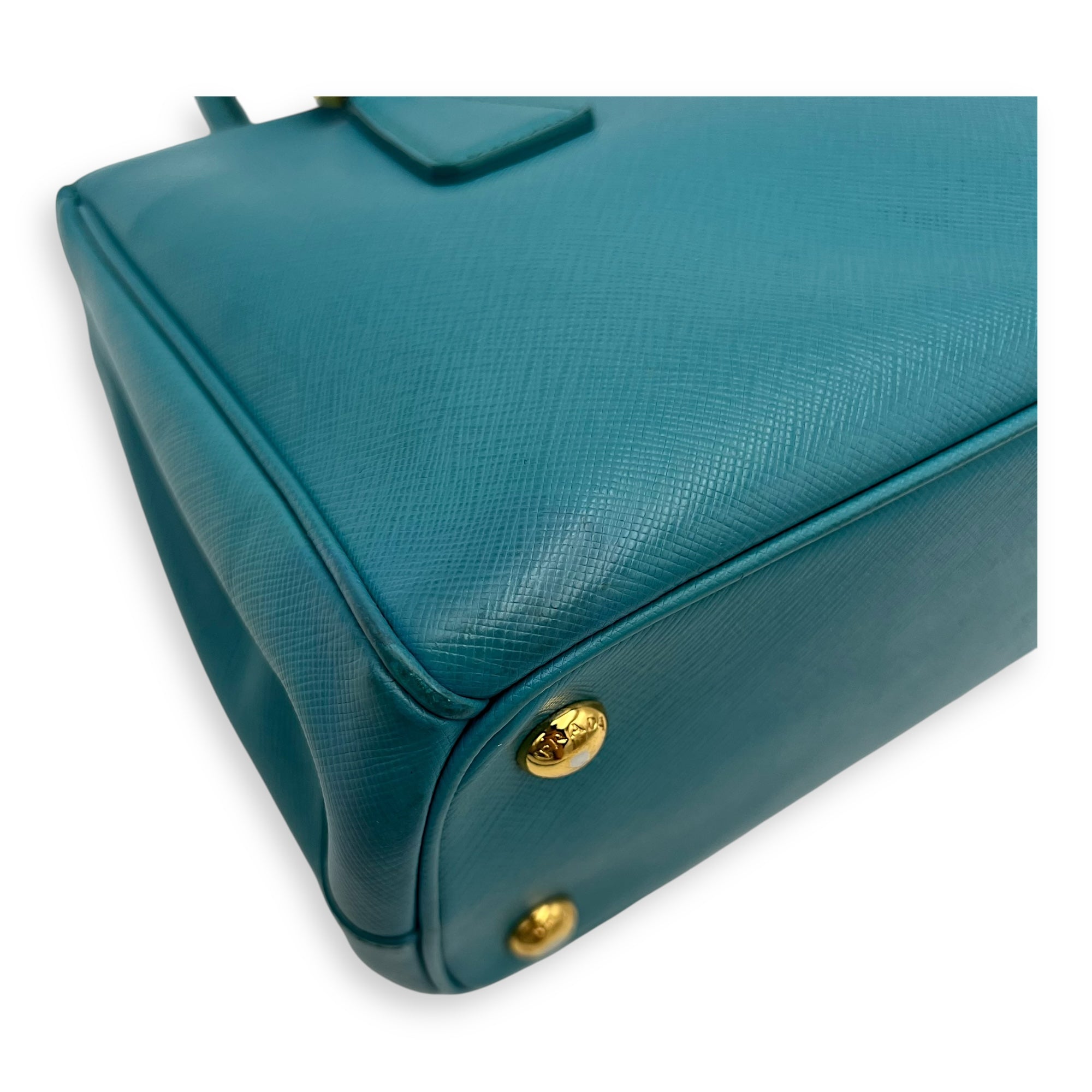 Galleria Top Handle Bag Blue in Saffiano Leather, Gold hardware - Image 10
