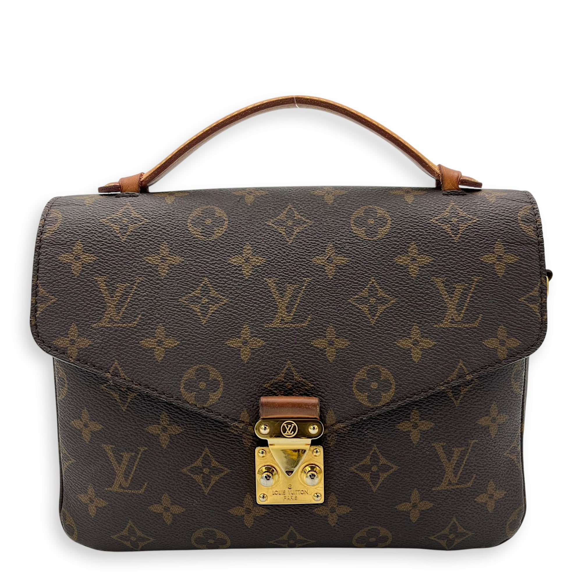 Metis Brown Crossbody Bag in Monogram Coated Canvas, Gold hardware