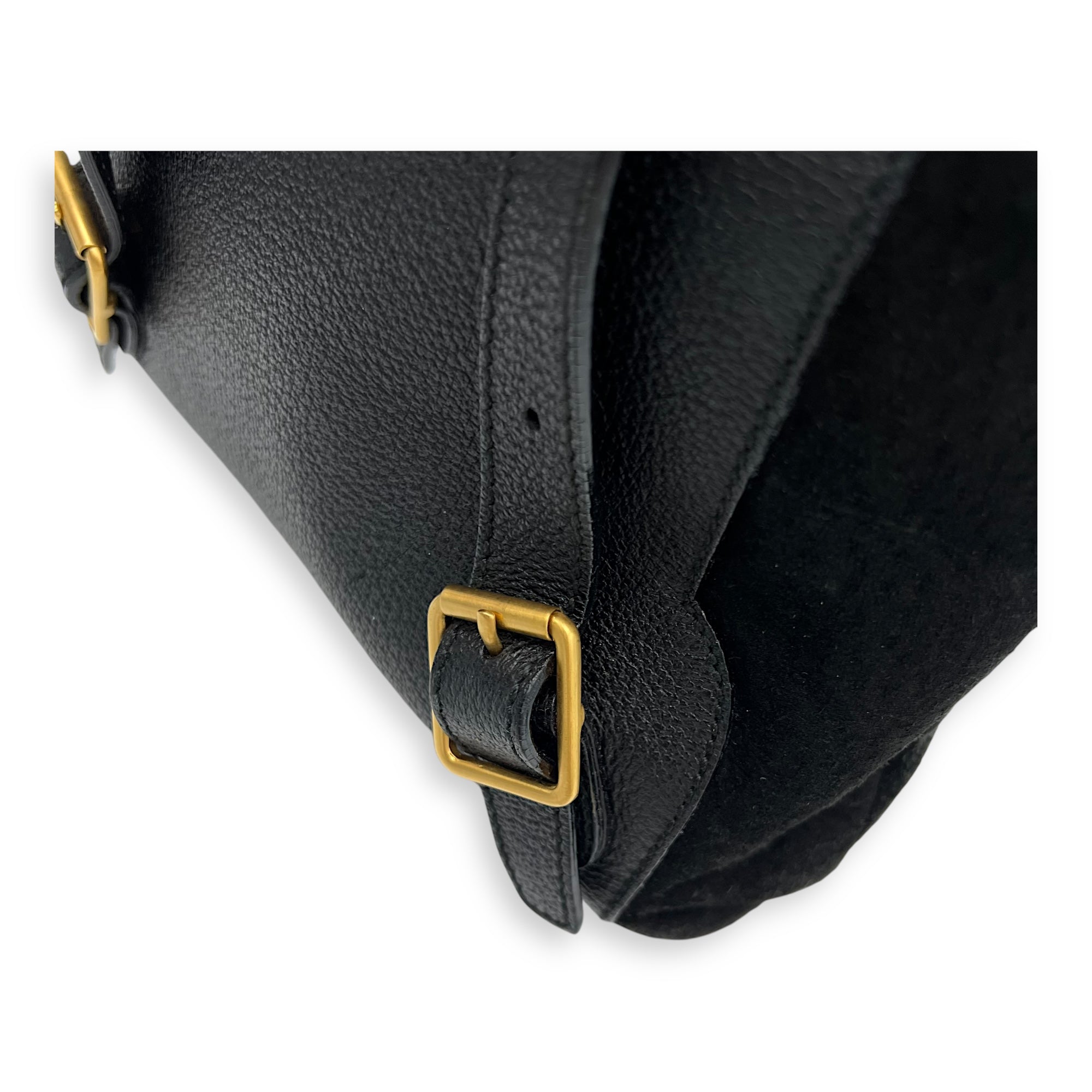 Bamboo Backpack Black in Suede Leather, Gold hardware - Image 11