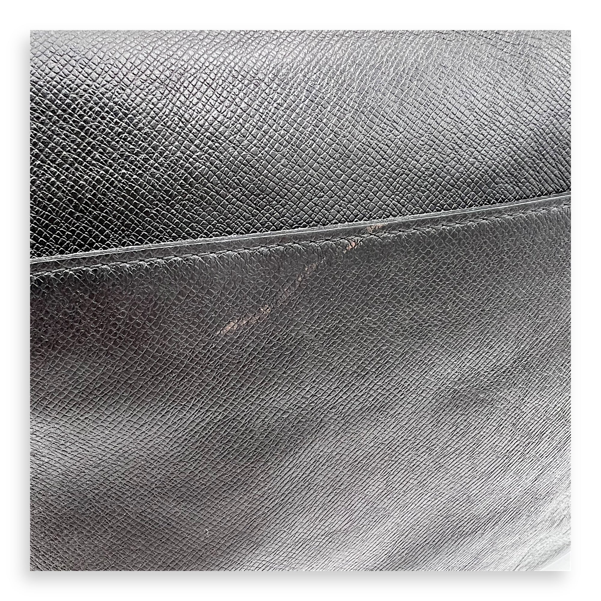 Messenger Crossbody Bag Black in Taiga Leather, Silver hardware - Image 11