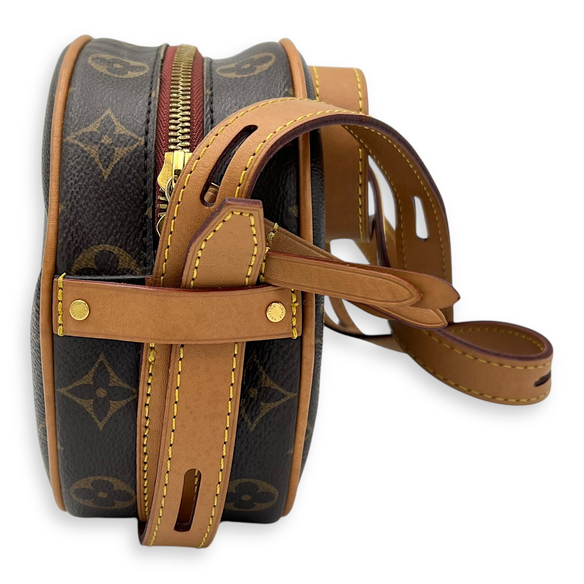 Boite a Chapeau PM Brown Crossbody Bag in Monogram Coated Canvas, Gold hardware - Image 4