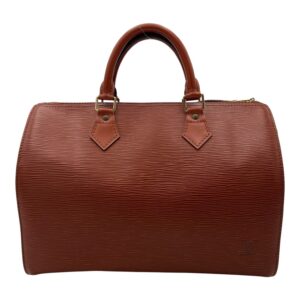 Speedy Brown Top Handle Bag in Epi Leather, Gold hardware
