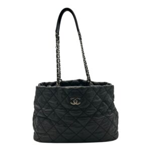 Wild stitch Tote Bag Blue in Linen, Silver hardware