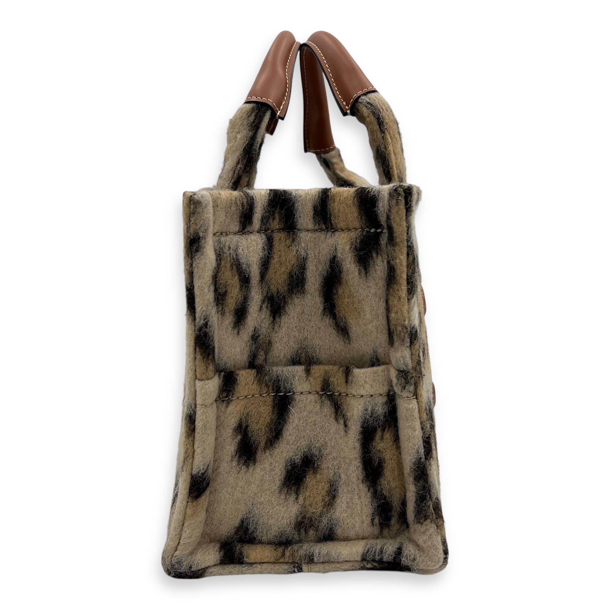 Cabas Small Brown Tote Bag in Wool, Gold hardware - Image 5