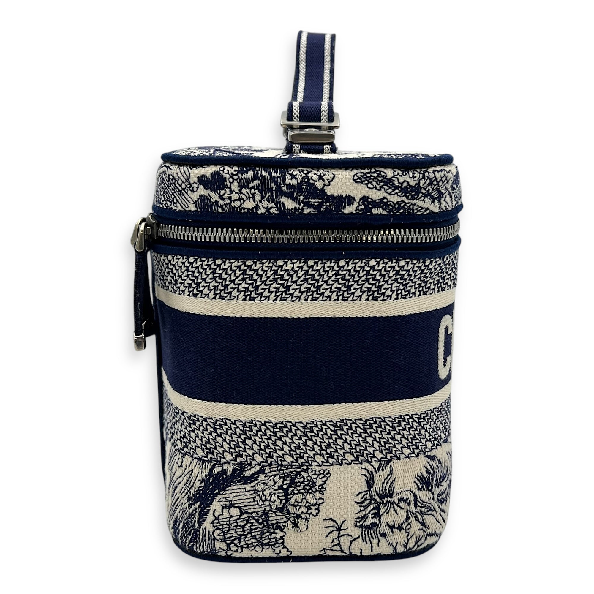 Vanity Top Handle Bag Blue in Jacquard, Gold hardware - Image 4