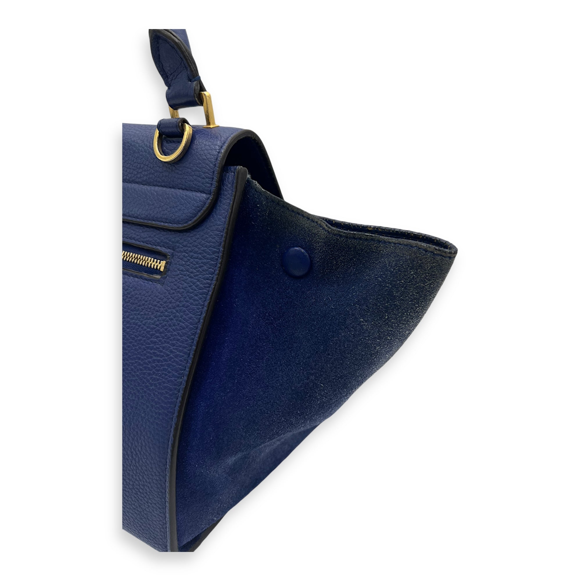 Trapeze Small Blue Shoulder Bag in Calfskin, Gold hardware - Image 13