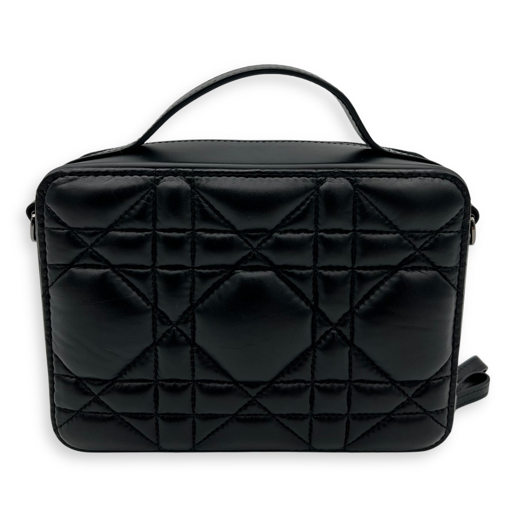 Caro Shoulder Bag Box Black in Calfskin, Gunmetal hardware - Image 3