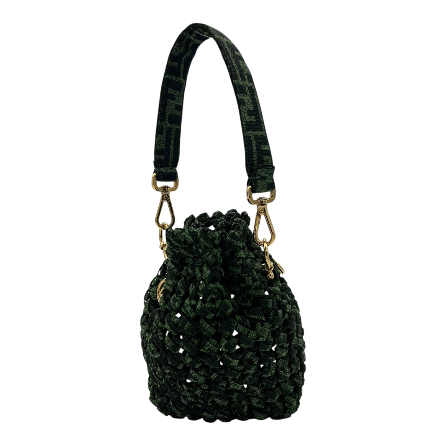 Mon Tresor Crossbody Bag Green in Canvas, Gold hardware - Image 3