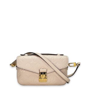 Metis East West Beige Crossbody Bag in Monogram Empreinte Leather, Gold hardware