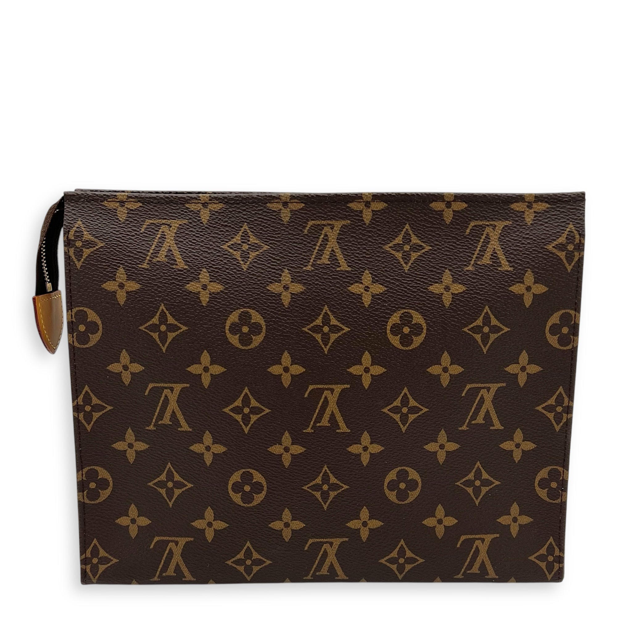 Pochette Pouch Brown in Monogram Coated Canvas, Gold hardware