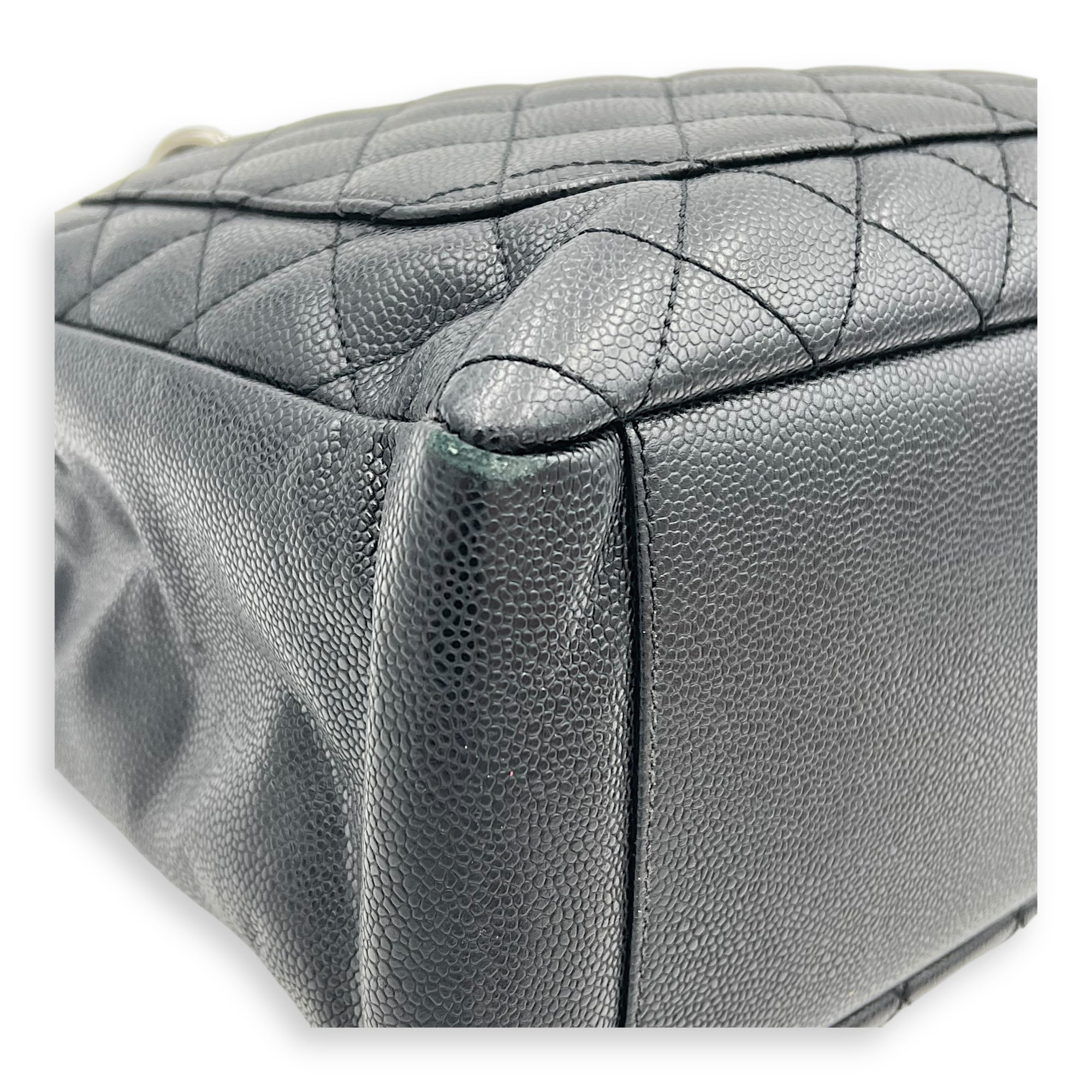 GST Tote Bag Black in Caviar Leather, Silver hardware - Image 9