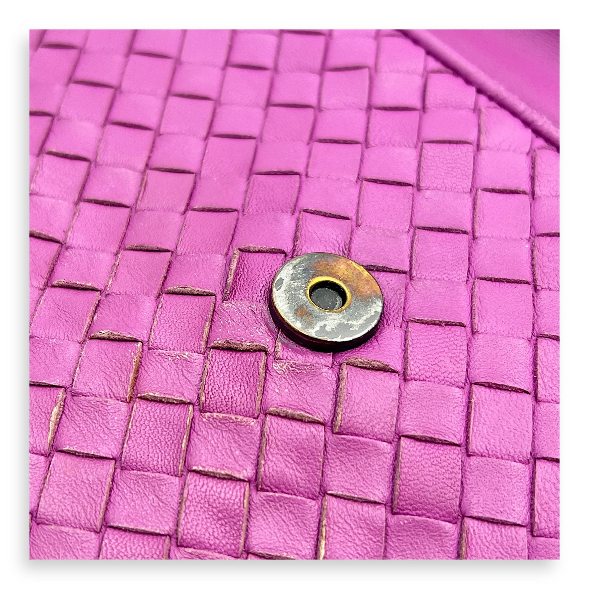 Intrecciato Shoulder Bag Purple in Lambskin, Ruthenium hardware - Image 10