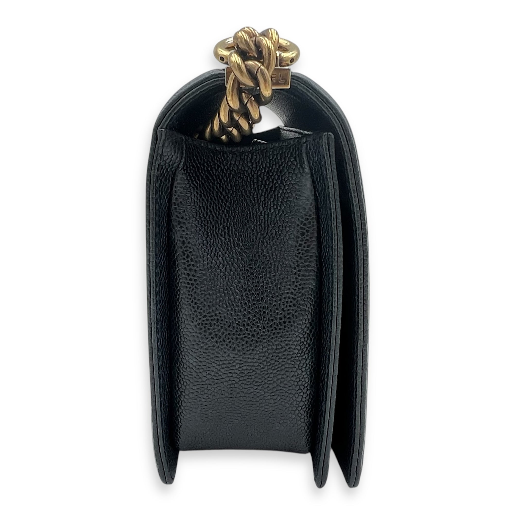 Boy New Medium Blue Shoulder Bag in Caviar Leather, Gold hardware - Image 4