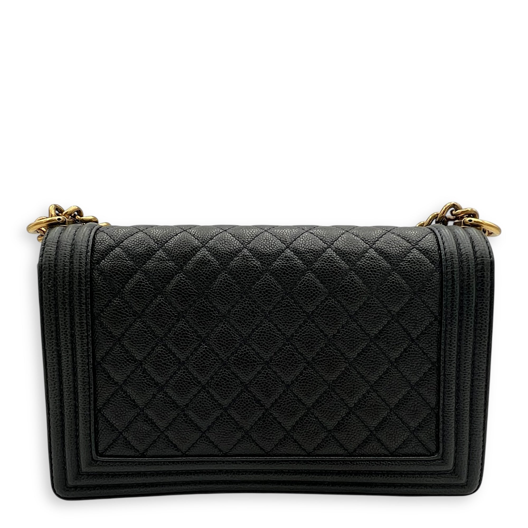 Boy New Medium Blue Shoulder Bag in Caviar Leather, Gold hardware - Image 3