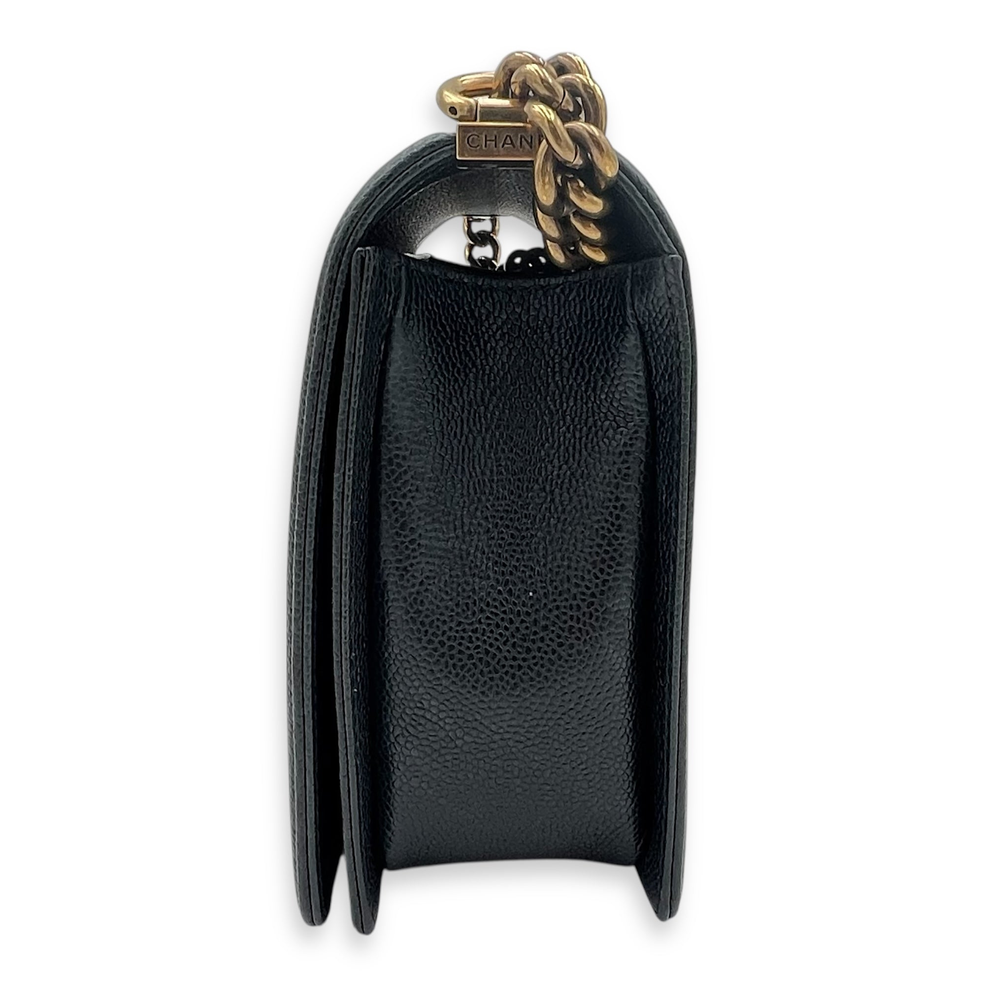 Boy New Medium Blue Shoulder Bag in Caviar Leather, Gold hardware - Image 5