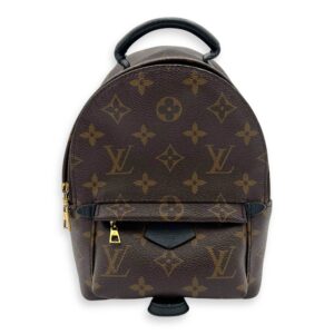 Palm Springs Crossbody Bag Mini Brown in Monogram Coated Canvas, Gold hardware
