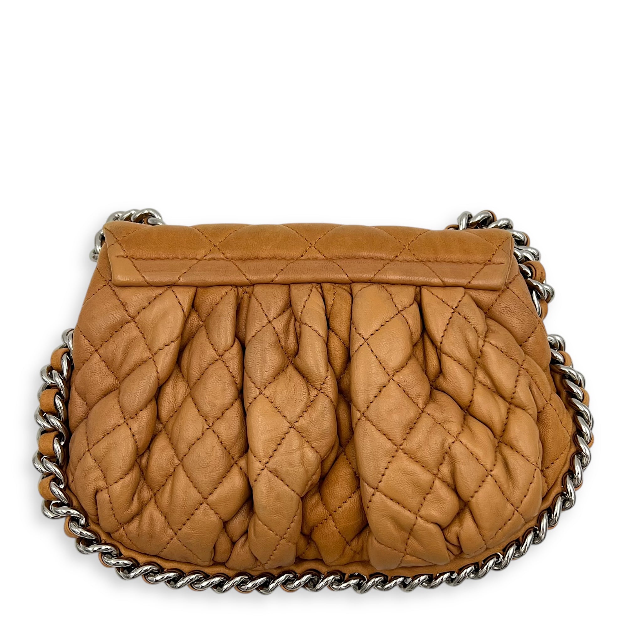 Chain Around Shoulder Bag Brown in Calfskin, Silver hardware - Image 3