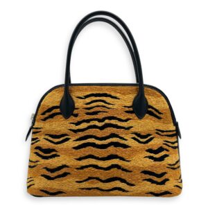 Tiger Bolide 27 Brown Top Handle Bag in Embroidered/Swift, Palladium hardware