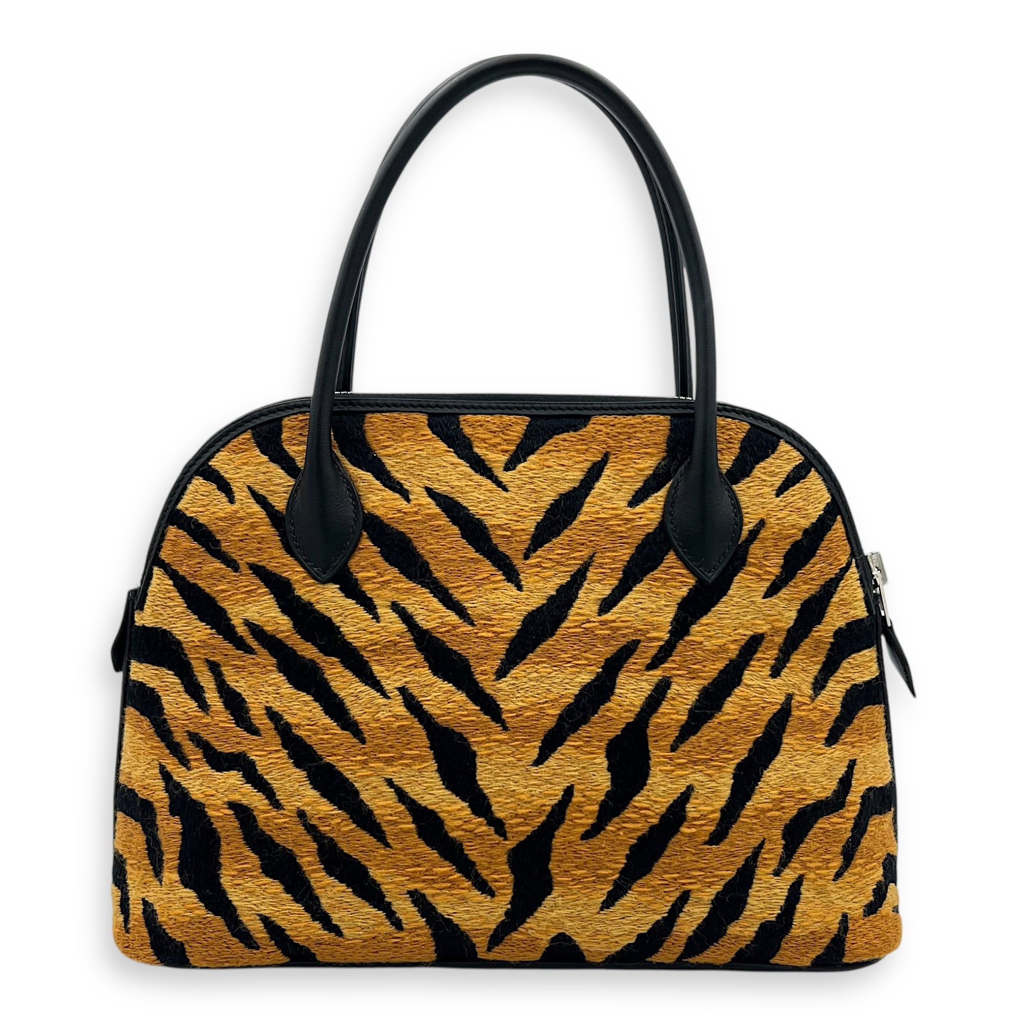 Tiger Bolide 27 Brown Top Handle Bag in Embroidered/Swift, Palladium hardware - Image 3