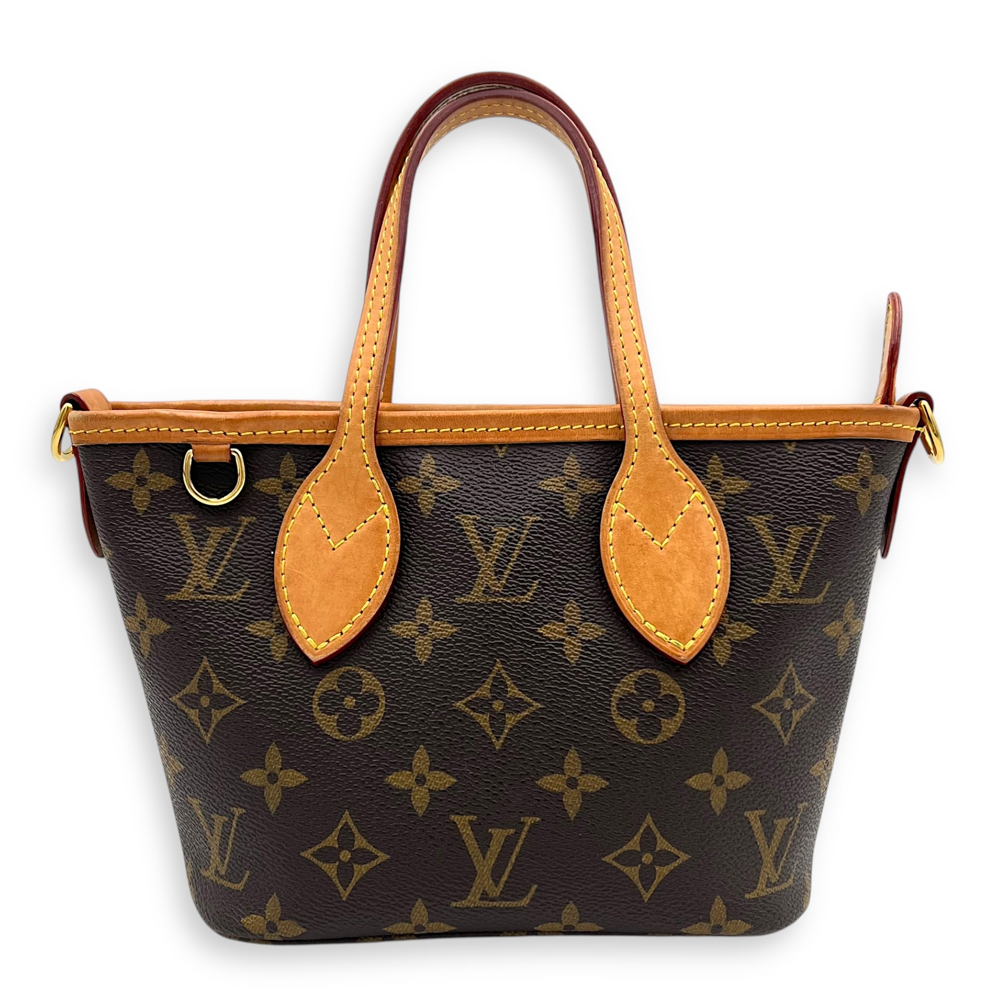 Neverfull Top Handle Bag BB Brown in Monogram Coated Canvas, Gold hardware