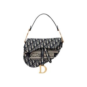 Saddle Bag Blue Dior Oblique Embroidery
