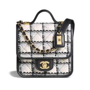 Small Flap Bag with top Handle Ecru, Grey, Beige & Black - CB018