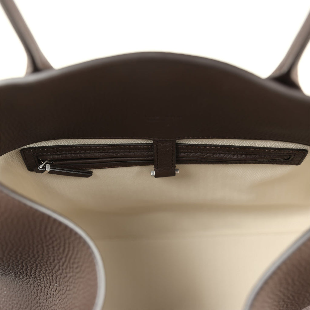 The Row Soft Margaux 15 Bag Deep Brown Calfskin Silver Hardware - Image 12