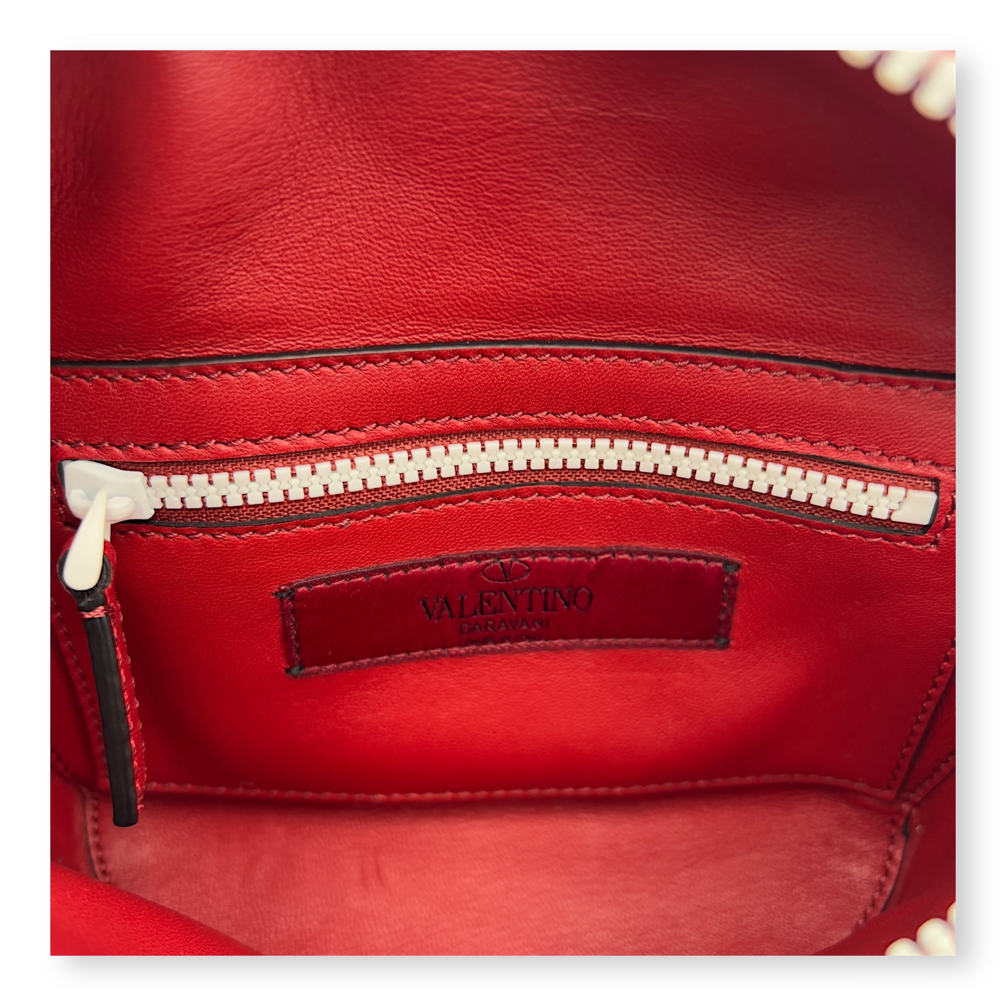 Rockstud Belt Bag Red in Calfskin, Lacquered Metal hardware - Image 7