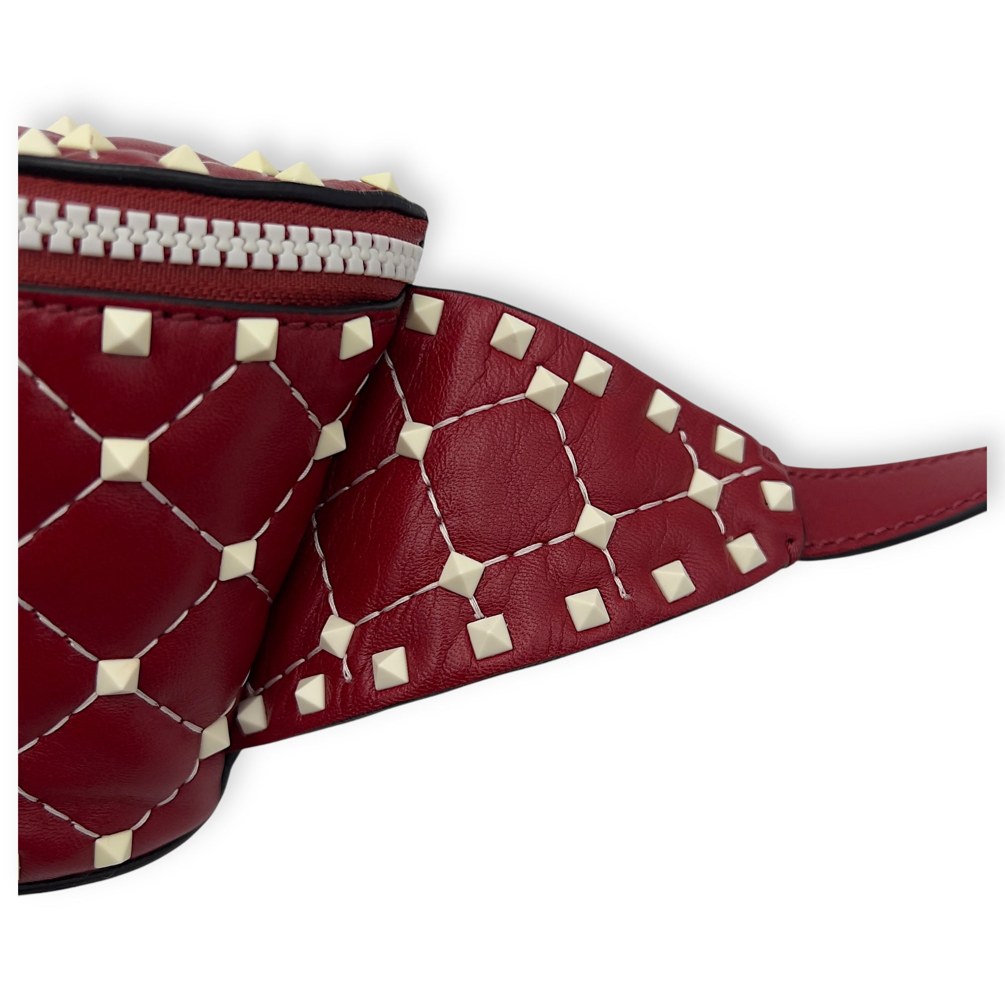 Rockstud Belt Bag Red in Calfskin, Lacquered Metal hardware - Image 10