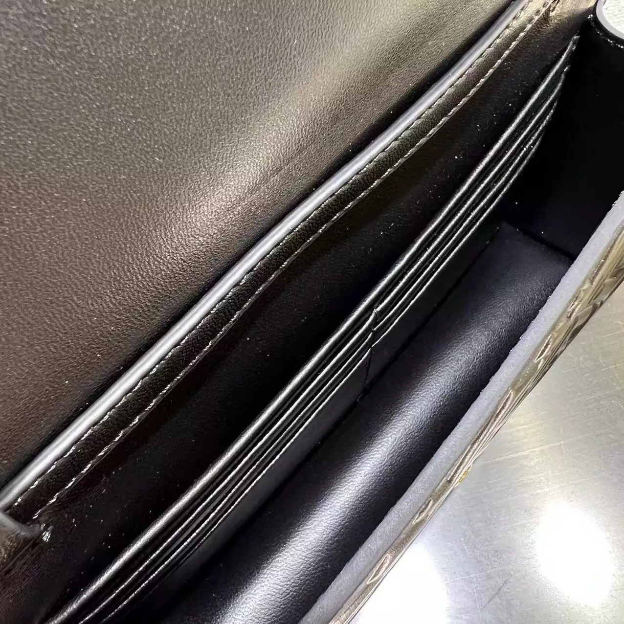 Wallet On Chain Baguette Black Nappa Leather - Repbags.ru - Image 7