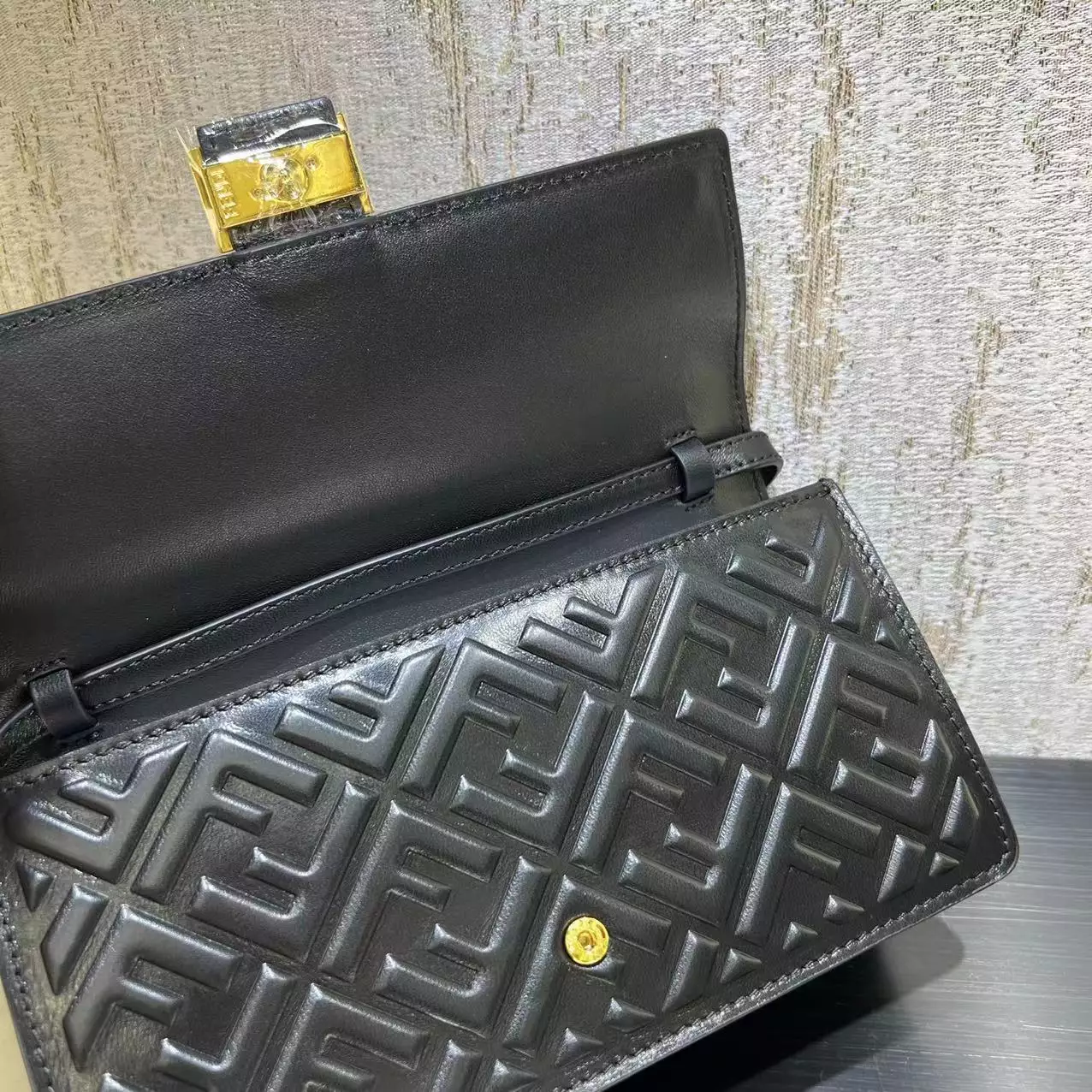 Wallet On Chain Baguette Black Nappa Leather - Repbags.ru - Image 6