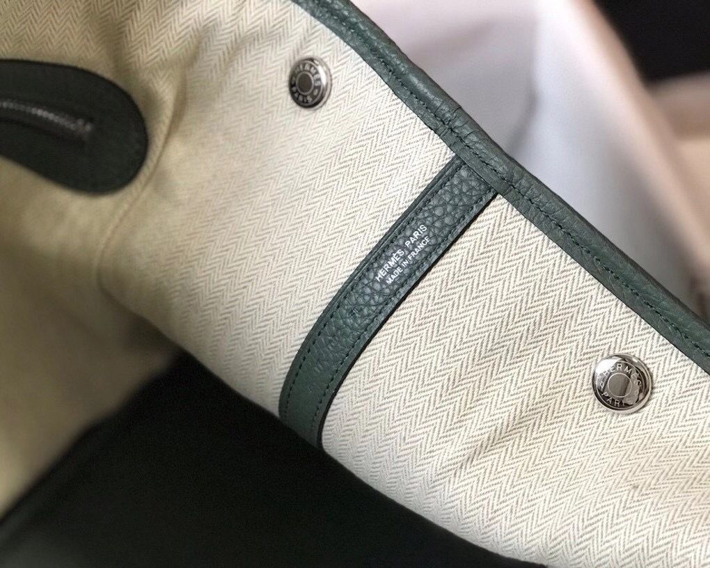 Hermes Garden Party 30 Bag In Vert Amande Taurillon Leather - Image 9