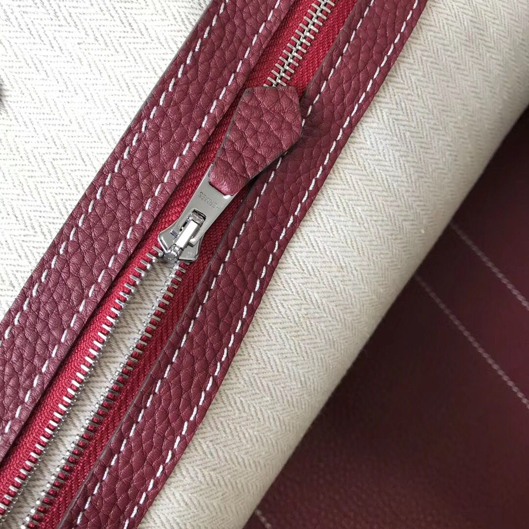 Hermes Garden Party 36 Bag In Bordeaux Clemence Leather - Image 8