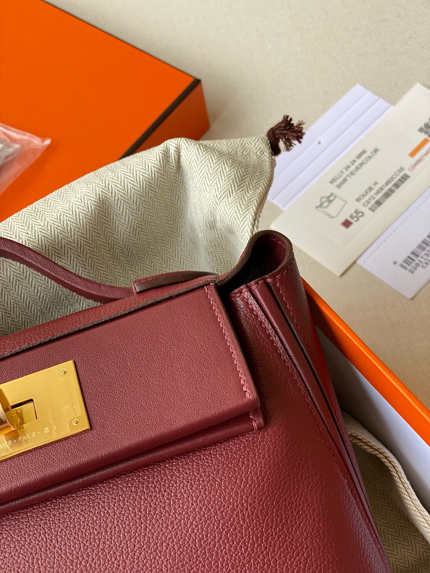 Hermes 24/24 Mini 21 Handmade Bag in Rouge H Evercolor Leather - Image 3