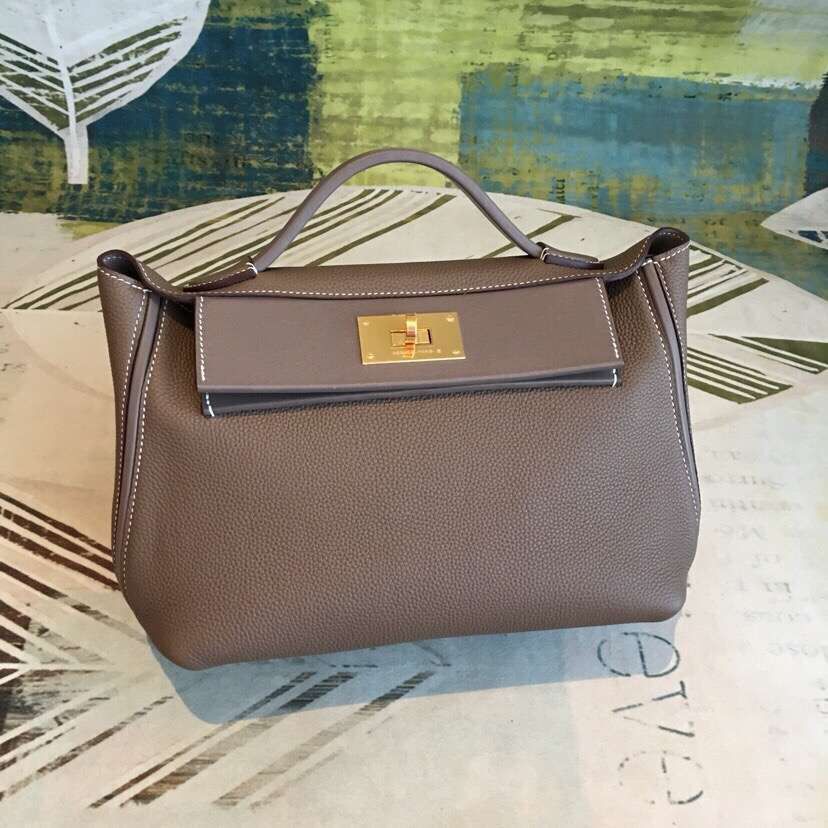 Hermes 24/24 29 Bag In Taupe Clemence Calfskin - Image 4