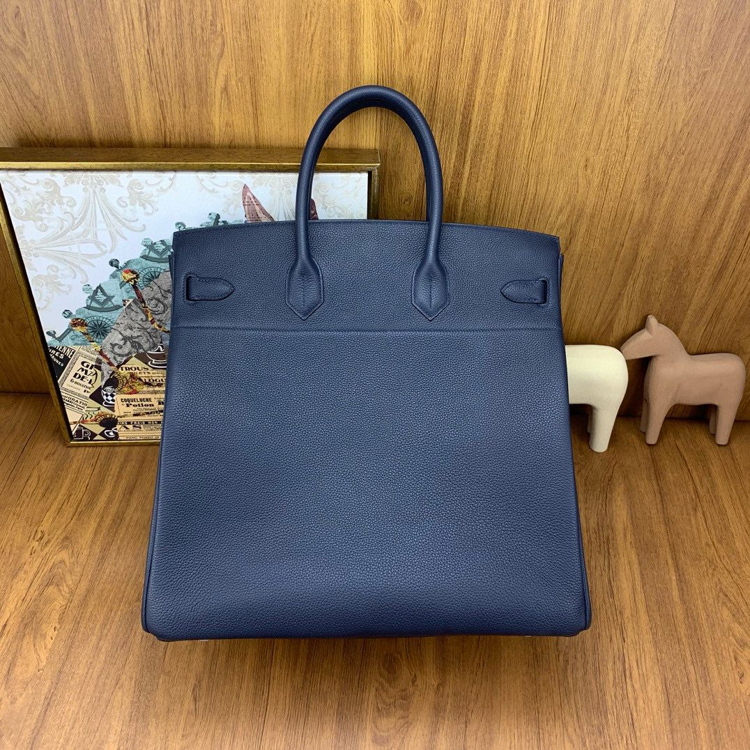Hermes Birkin HAC 40 Handmade Bag in Blue Nuit Clemence Leather - Image 4