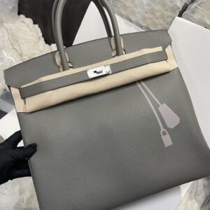 Hermes Birkin HAC 40 Coup de Soleil Bag in Etain Clemence Leather