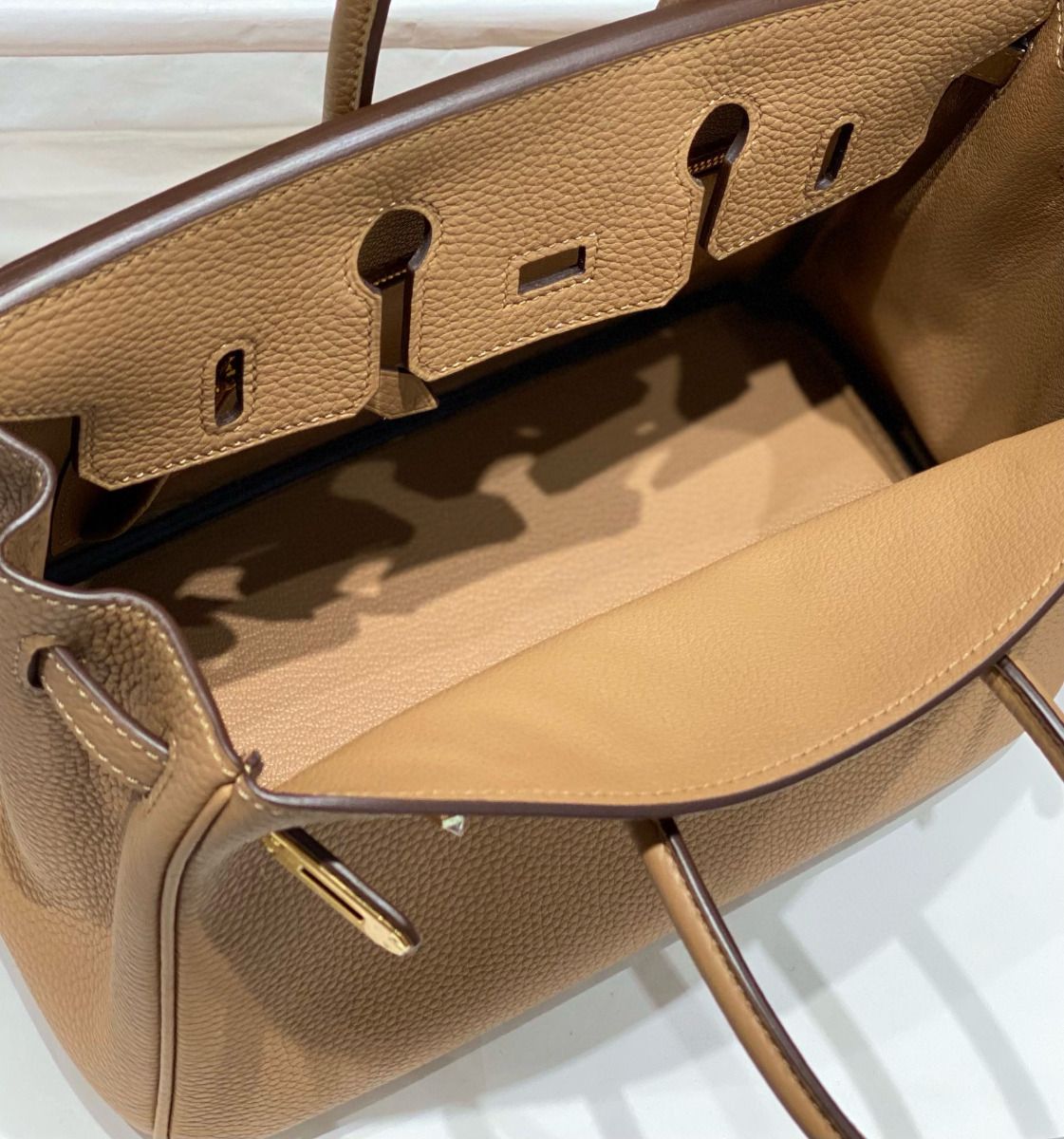 Hermes Birkin 25cm Bag In Chai Clemence Leather GHW - Image 10