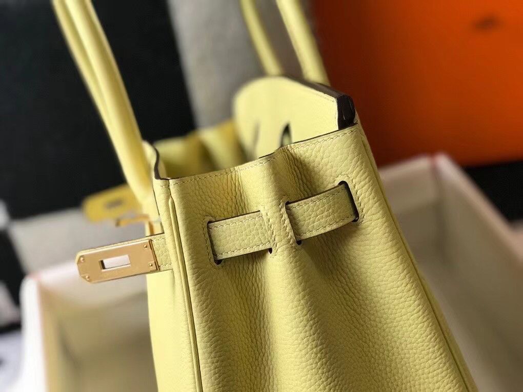 Hermes Birkin 30cm Bag In Jaune Poussin Clemence Leather GHW - Image 7