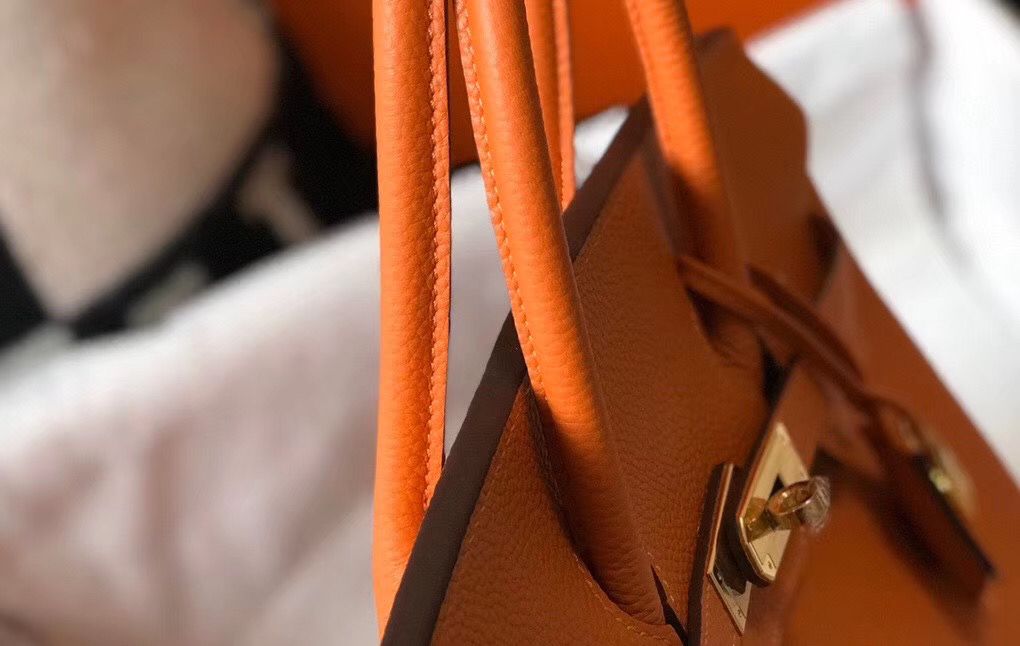 Hermes Birkin 30cm Bag In Orange Clemence Leather GHW - Image 5