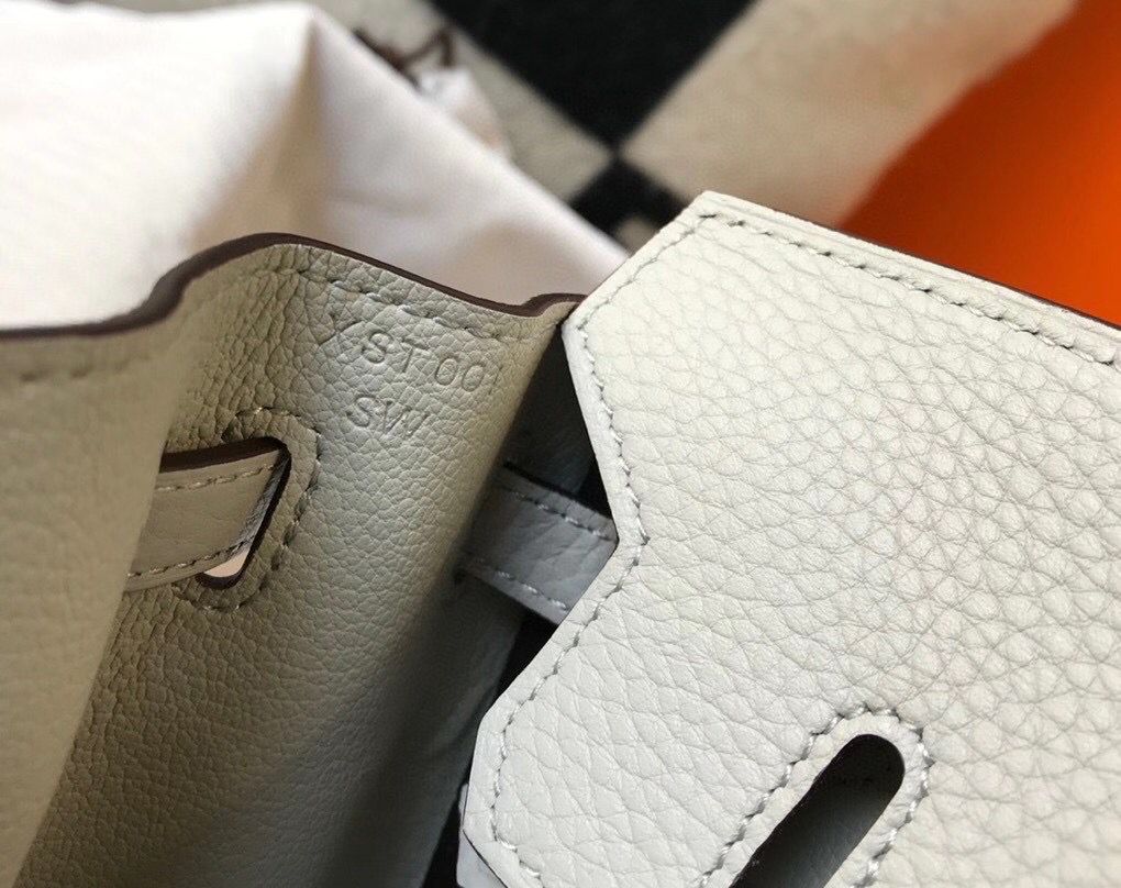 Hermes Birkin 30cm Bag In Pearl Grey Clemence Leather GHW - Image 8