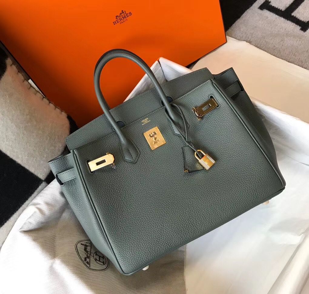 Hermes Birkin 30cm Bag In Vert Amande Clemence Leather GHW - Image 5